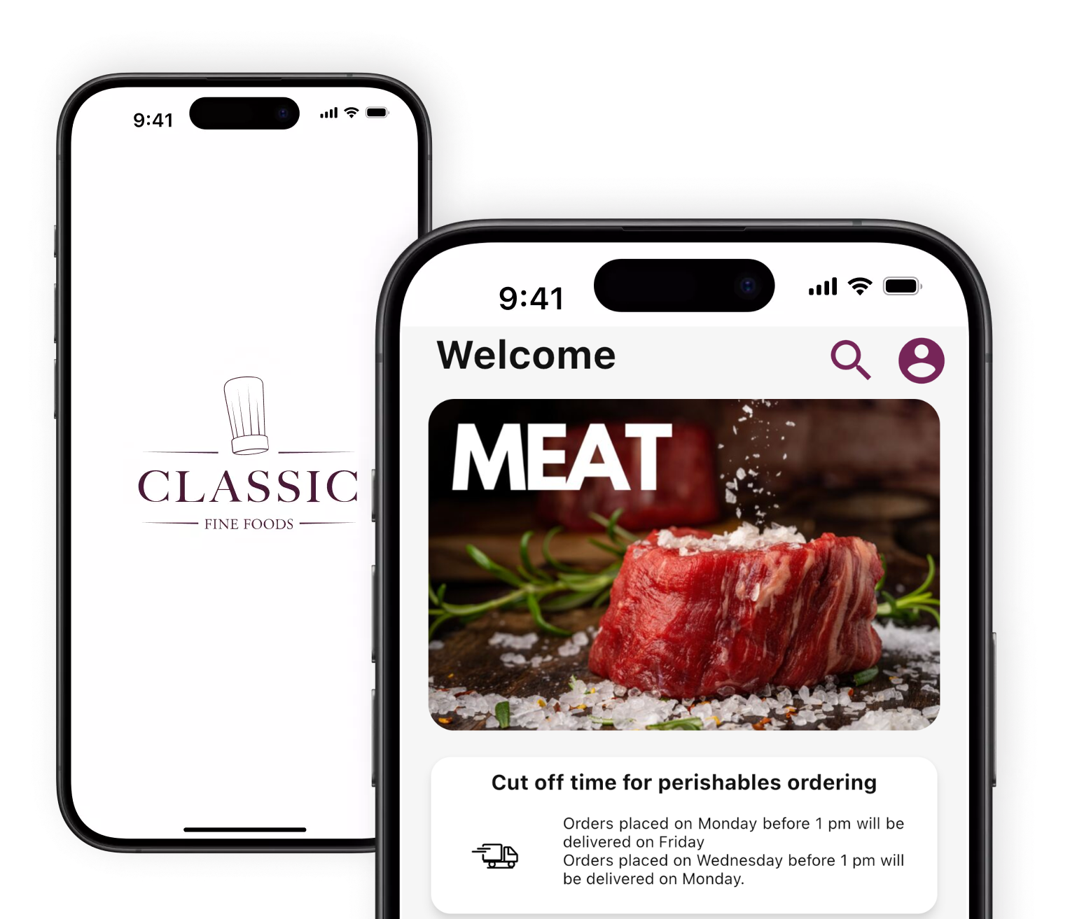 Application Mobile Classic fine foods